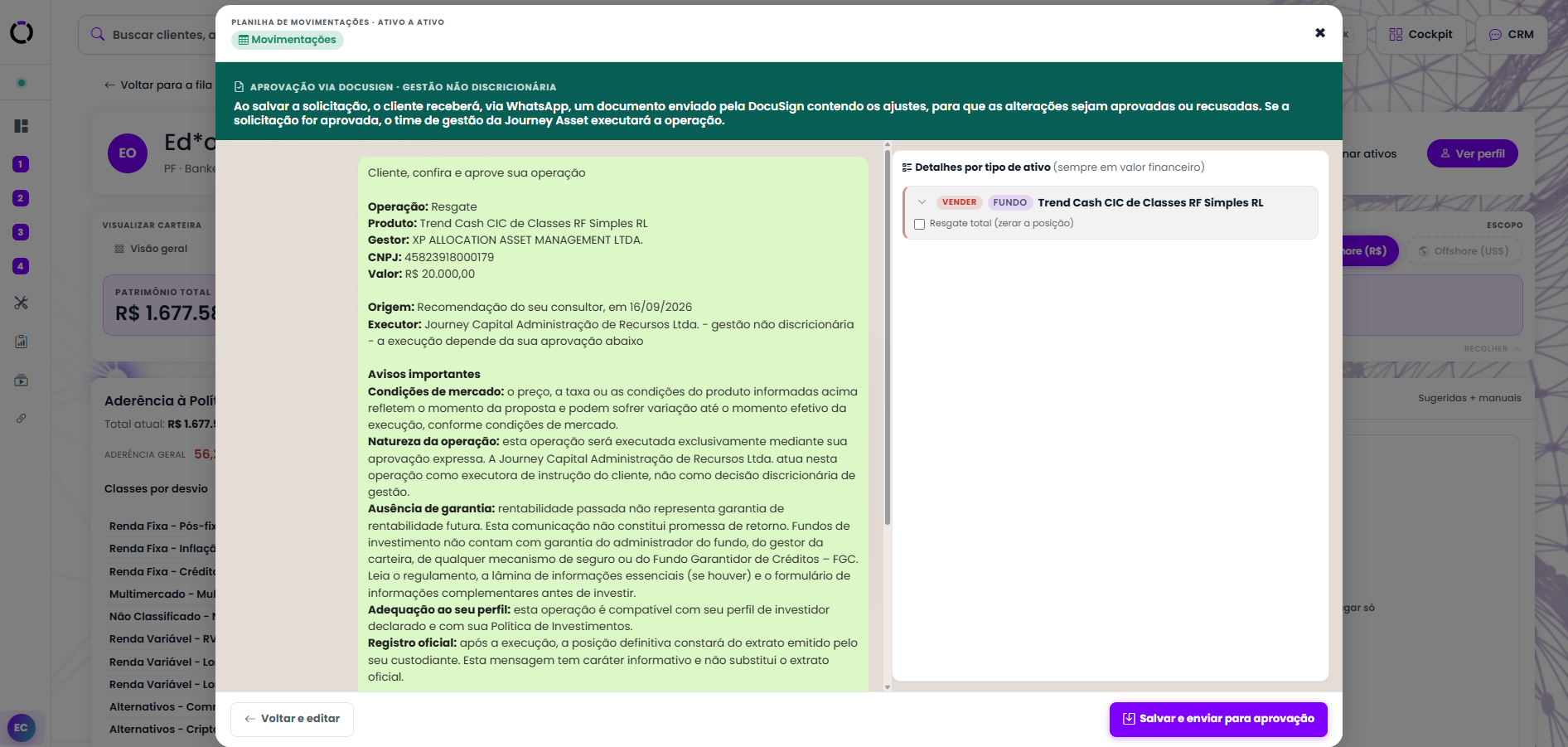 Tela do Spock Invest mostrando automação de ordens via push